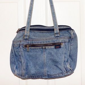 Vintage Shane Denim Blue Purse Pocketbook-Zip up